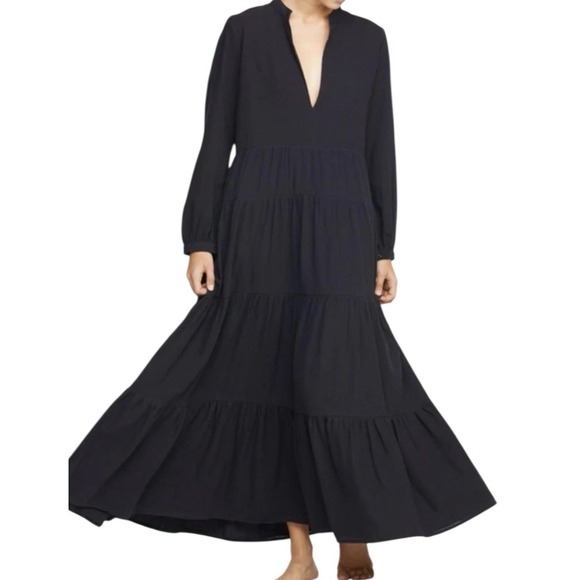MIKOH Paris Tiered Maxi Dress Size 1 Small  100% Cotton Black See Photos For Fit - Picture 1 of 14